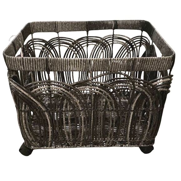 At Home Woven Rattan Rolling Decorative Basket - Picture 1 of 6